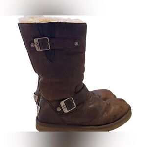 UGG Australia Leather Shearling Buckle Boots – Women’s Size 7